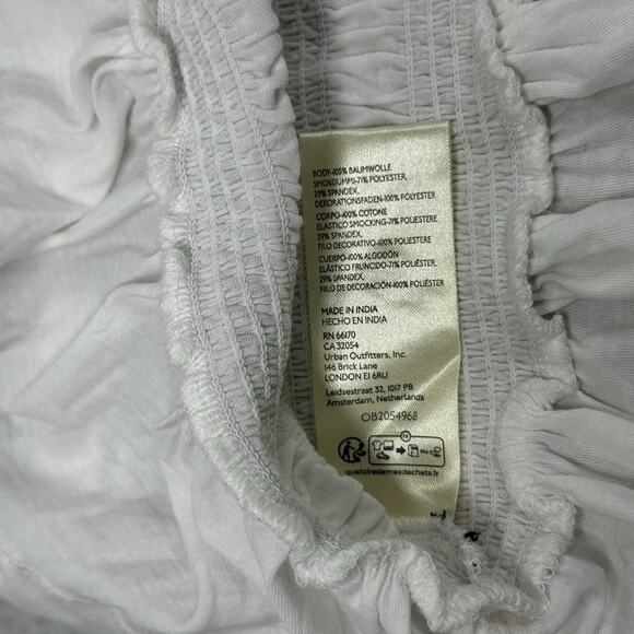 Anthropologie Maeve Smocked Split Tube Blouse Top Strapless Ruffle XS NWD 280092 - Picture 7 of 9